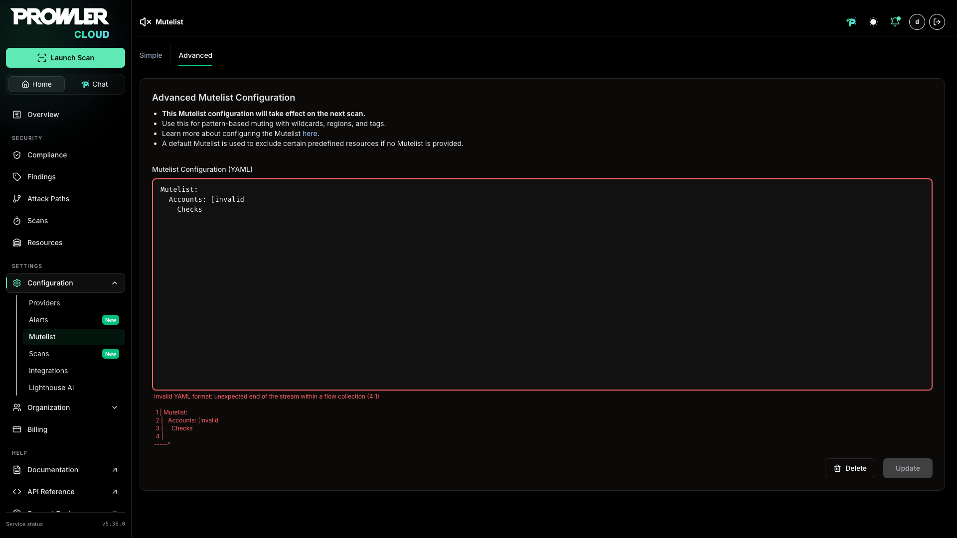 Wrong YAML configuration