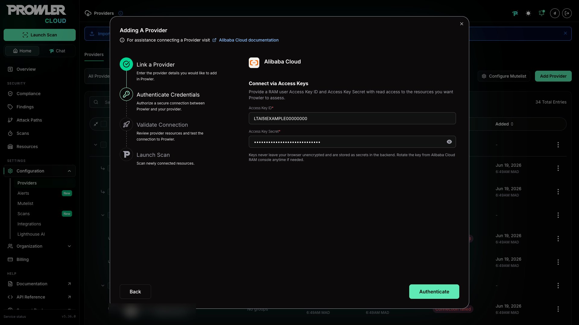 Filled Credentials Page