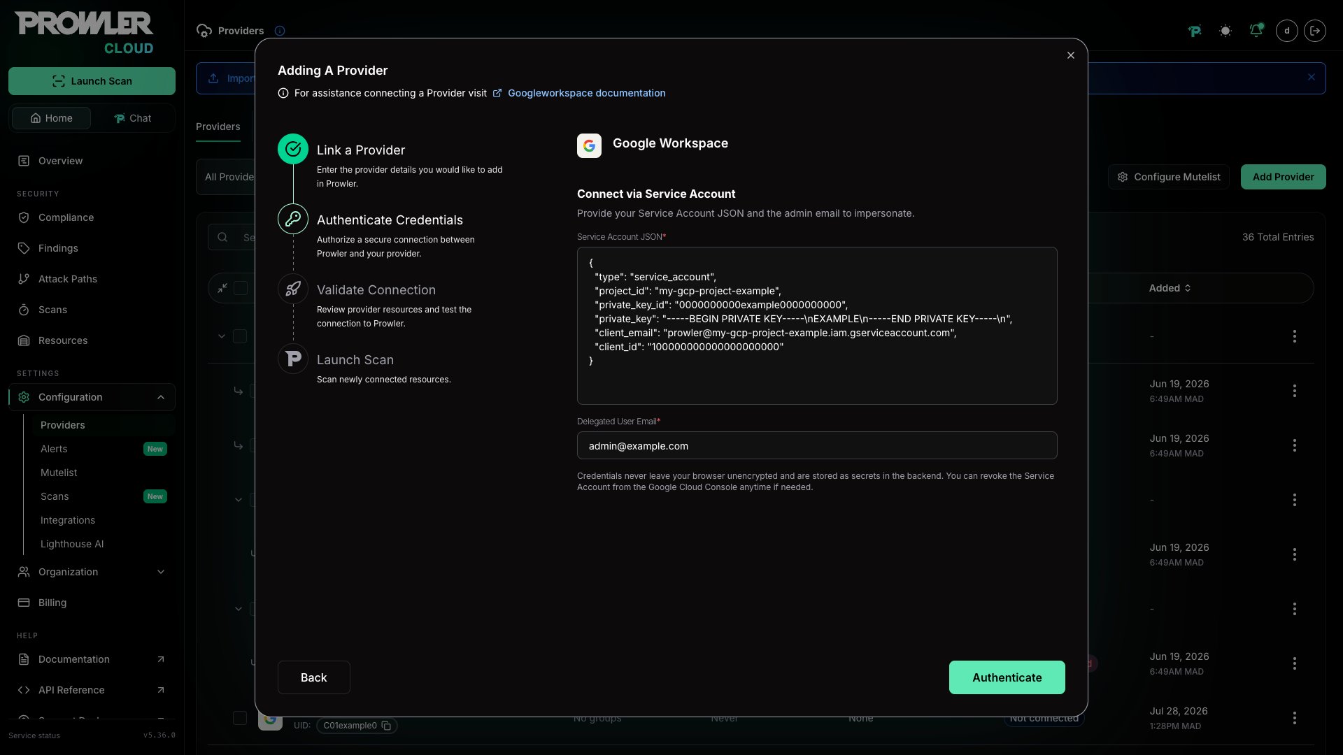 Google Workspace Credentials Form