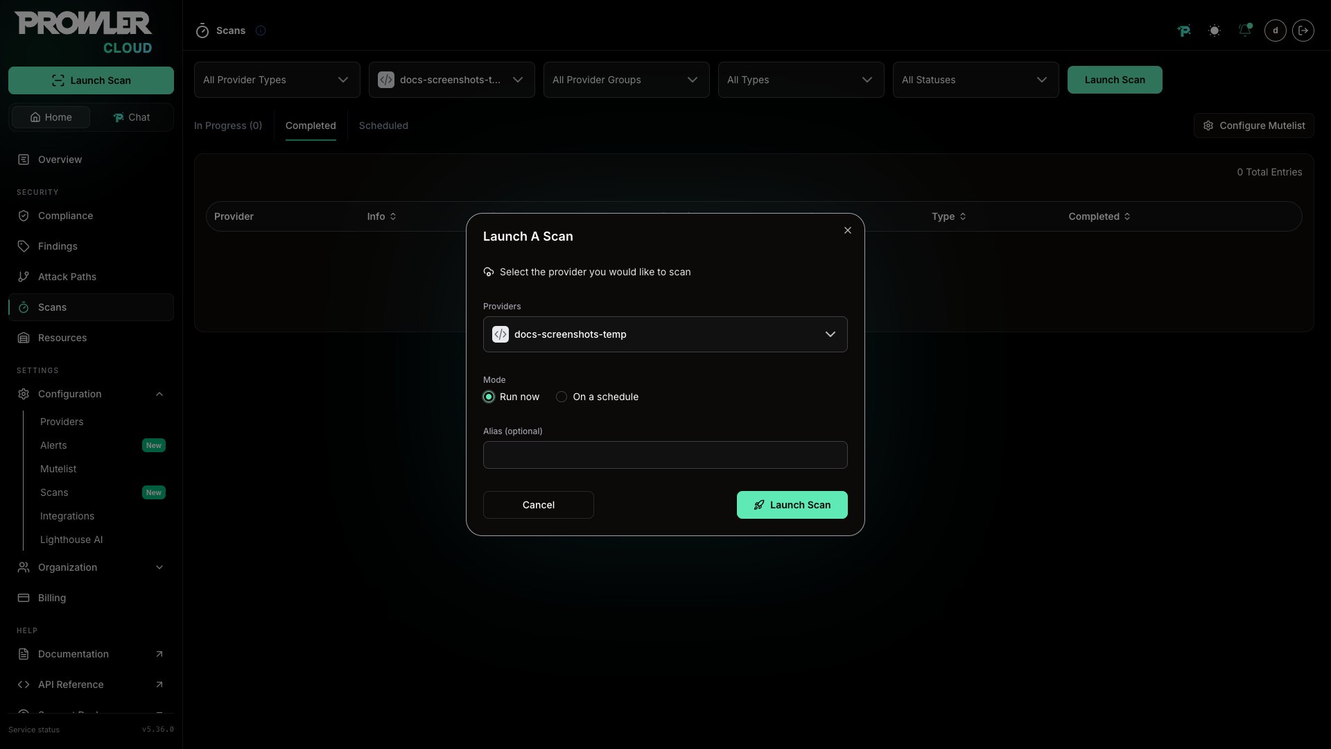 Launch Scan Azure