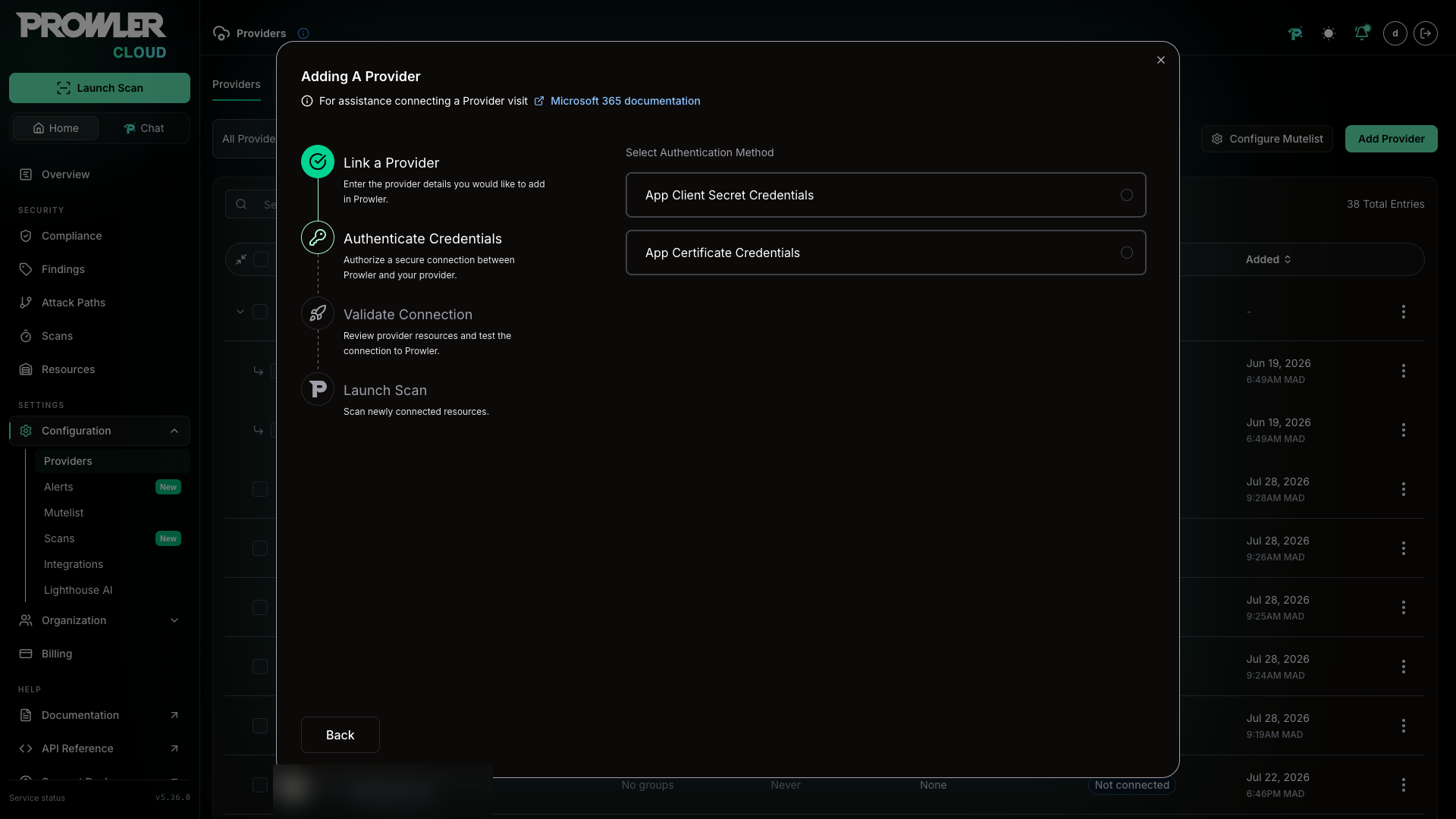 M365 authentication method selection