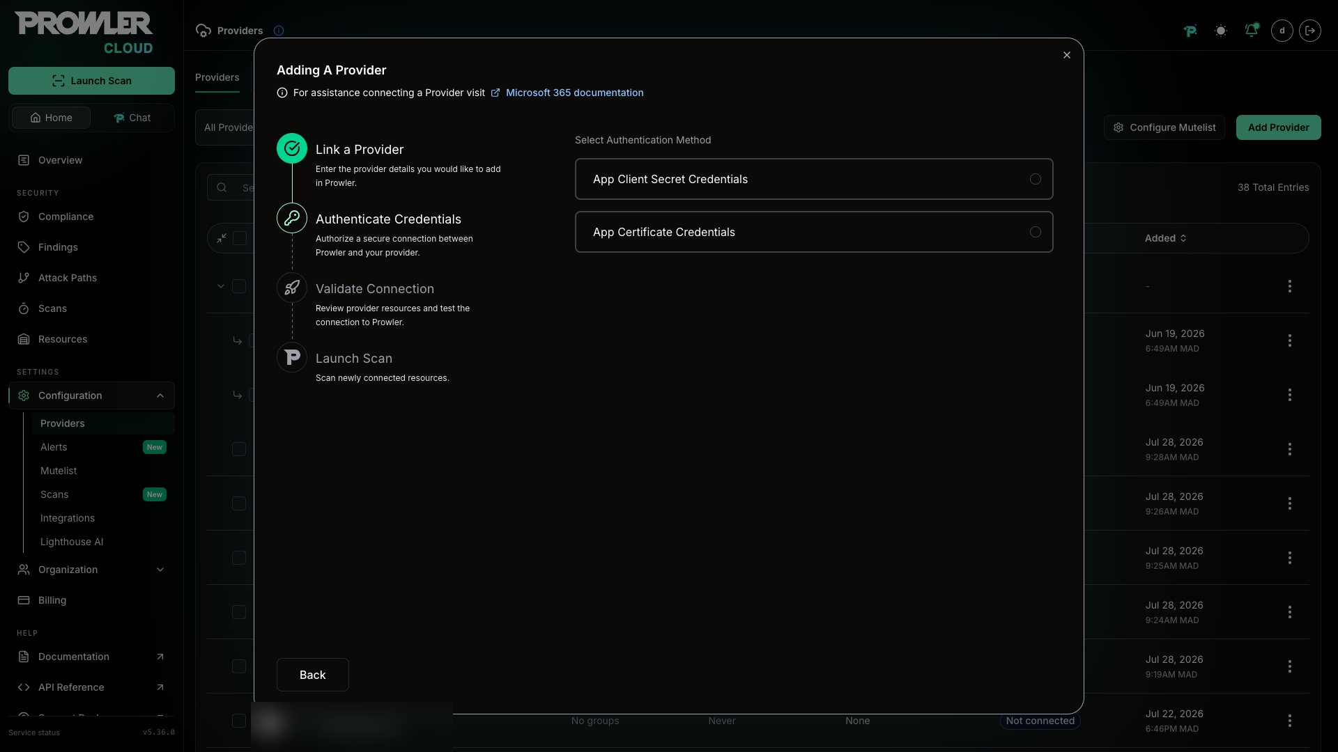 M365 authentication method selection