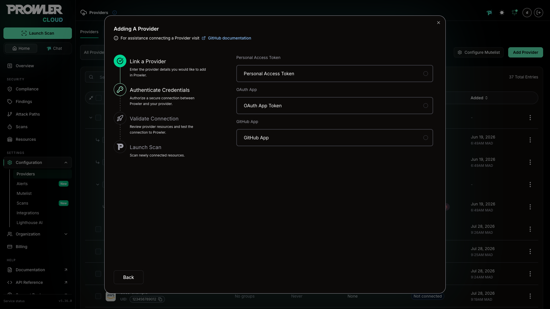 Select auth method