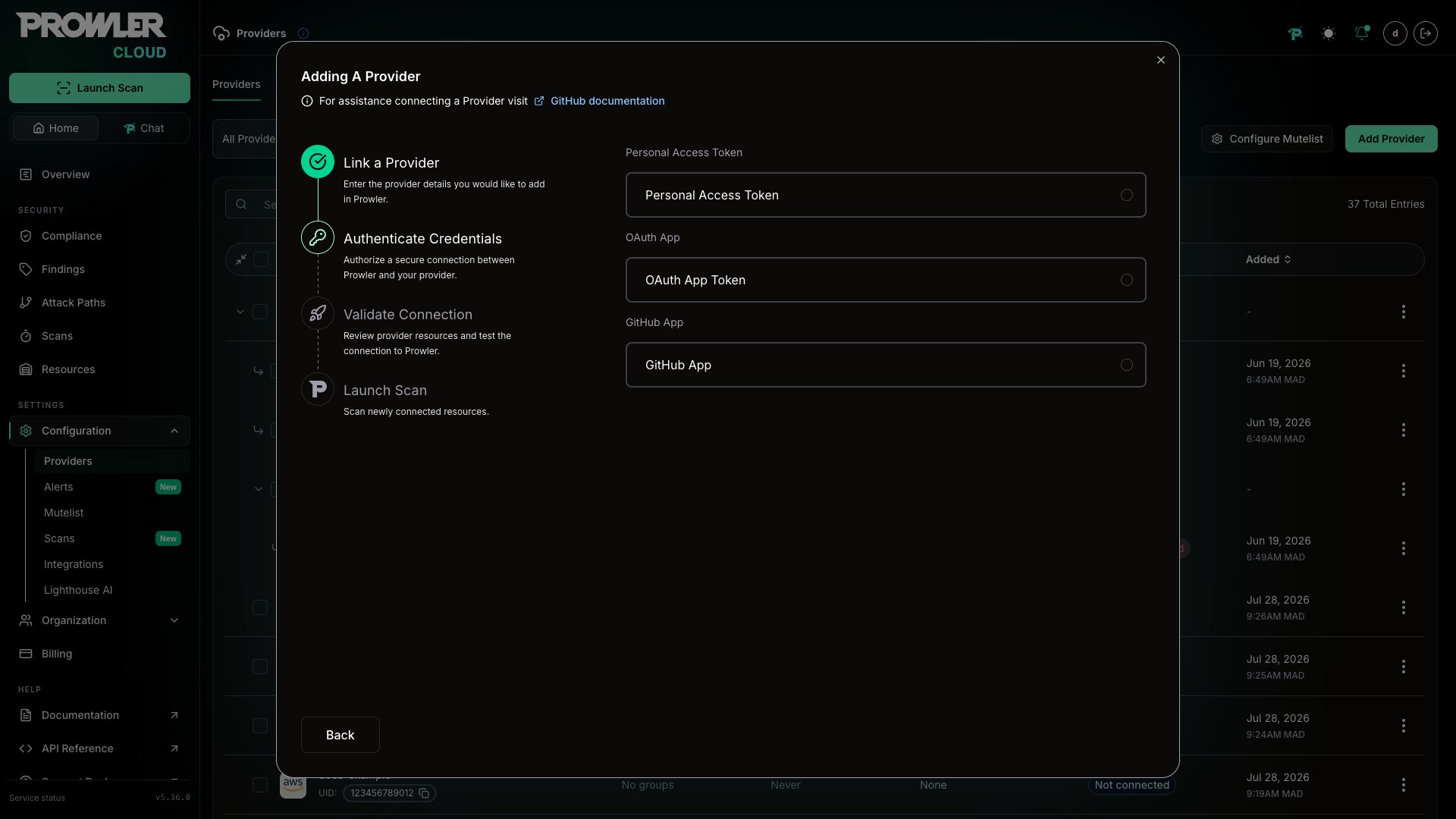 Select auth method