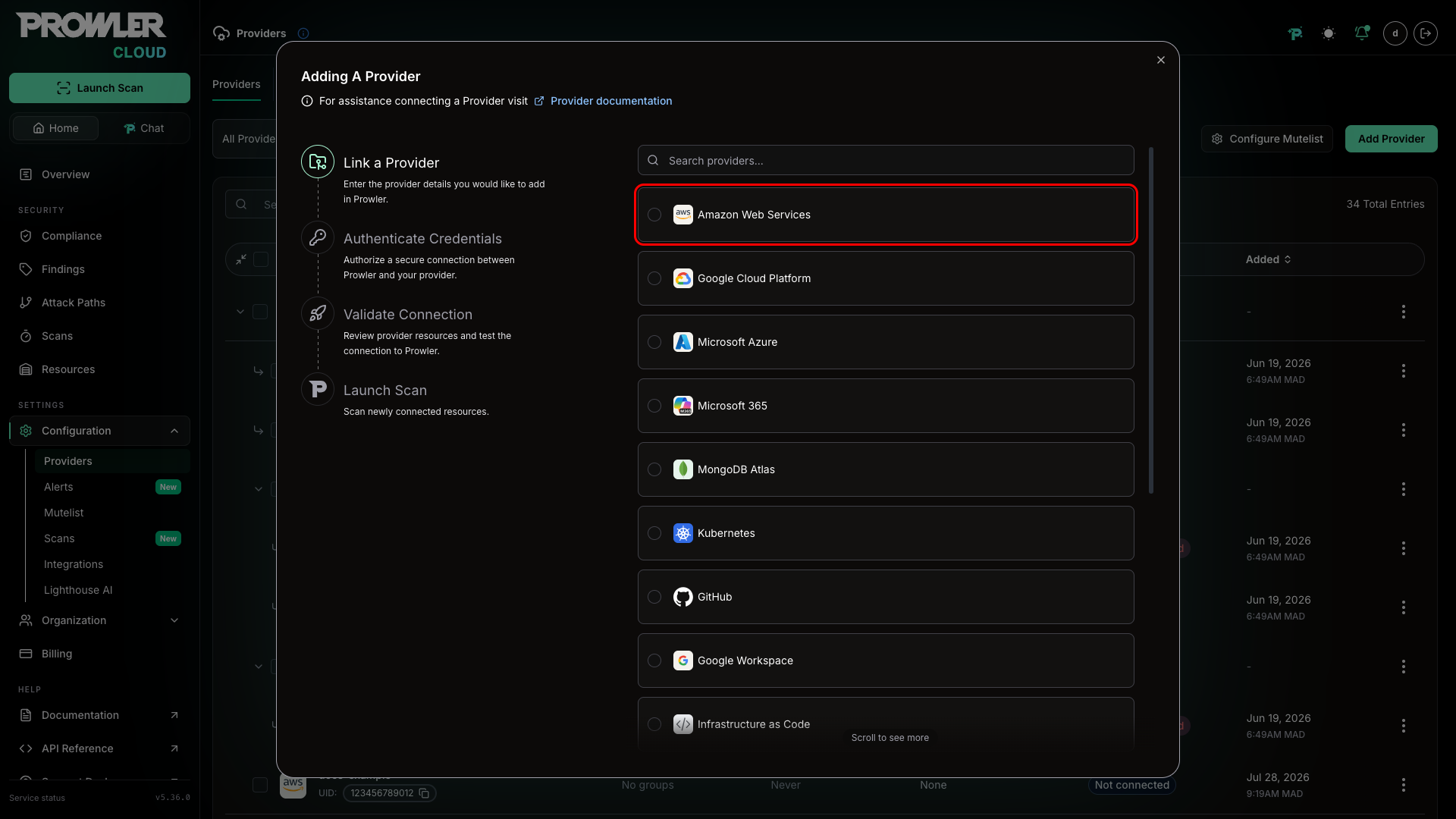 Select AWS Provider