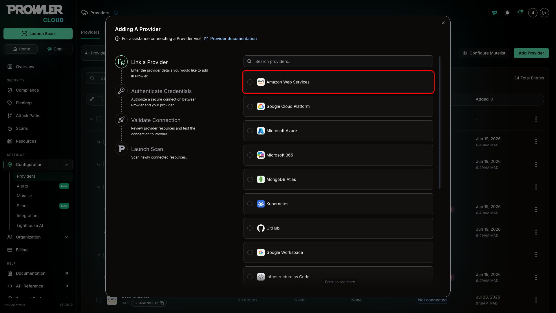 Select AWS Provider