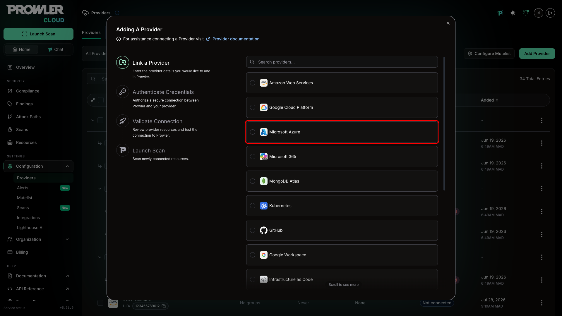 Select Microsoft Azure