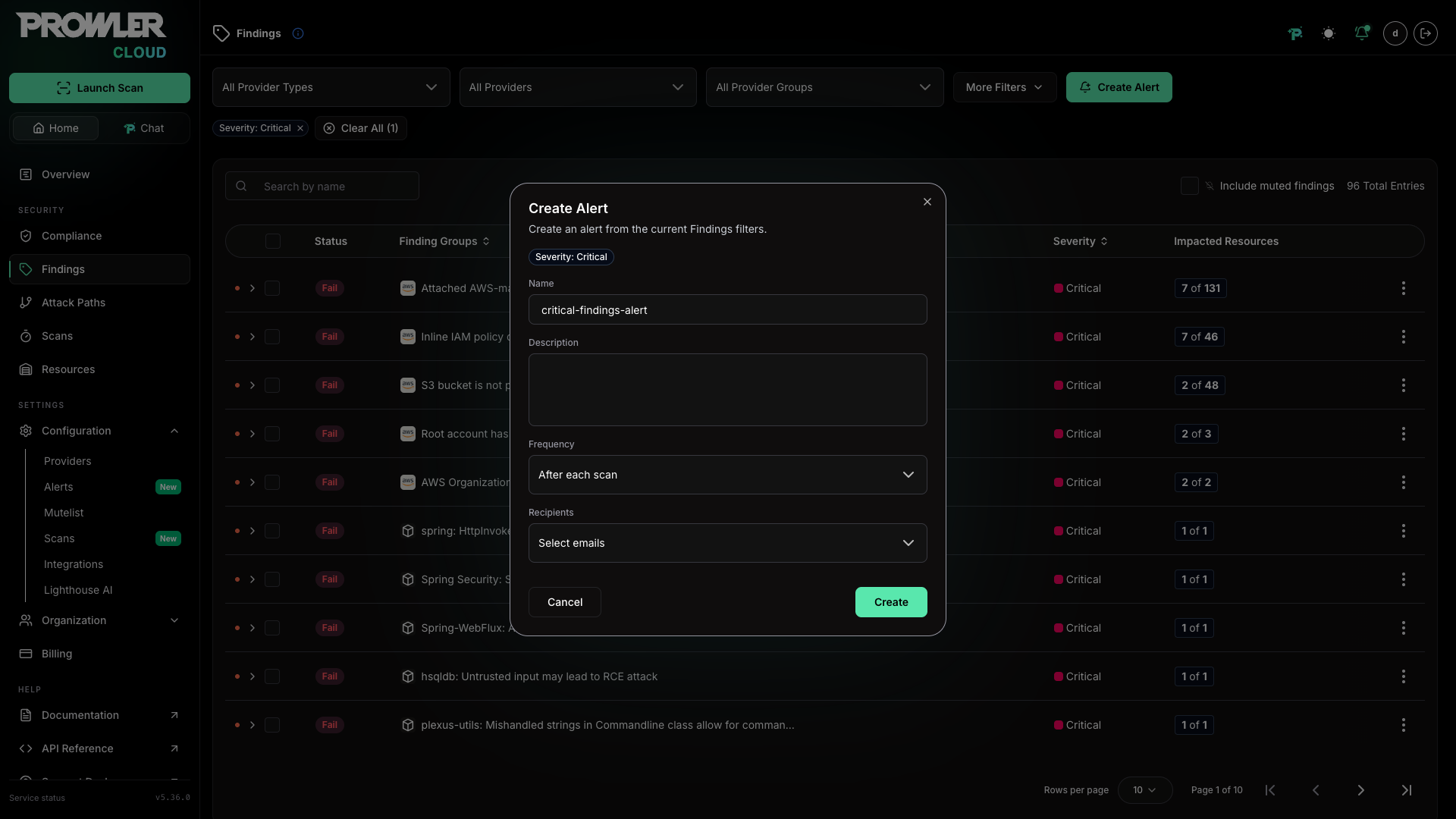 Create Alert Modal