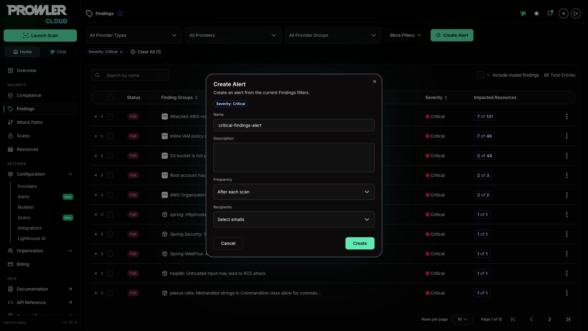 Create Alert Modal