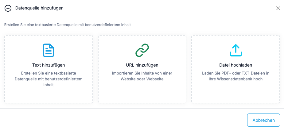 Upload-Bereich mit drei Karten