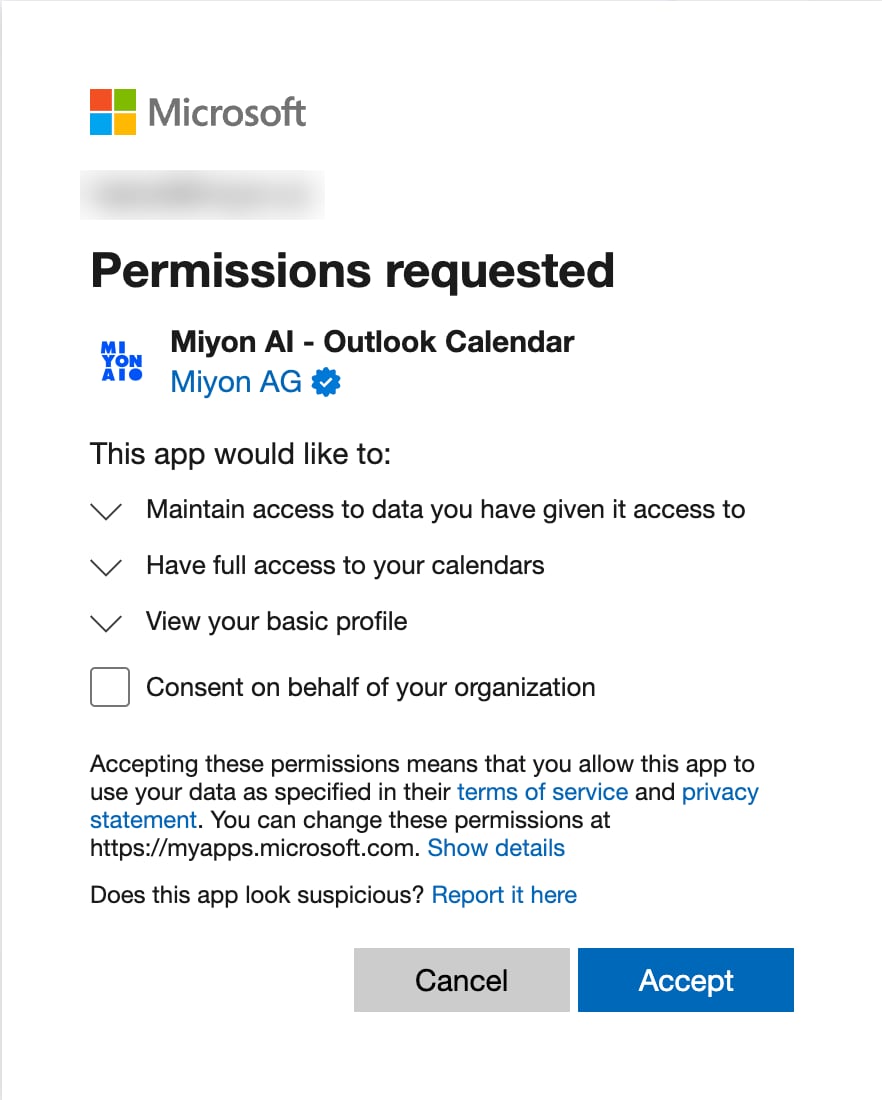 Microsoft Berechtigungen bestätigen