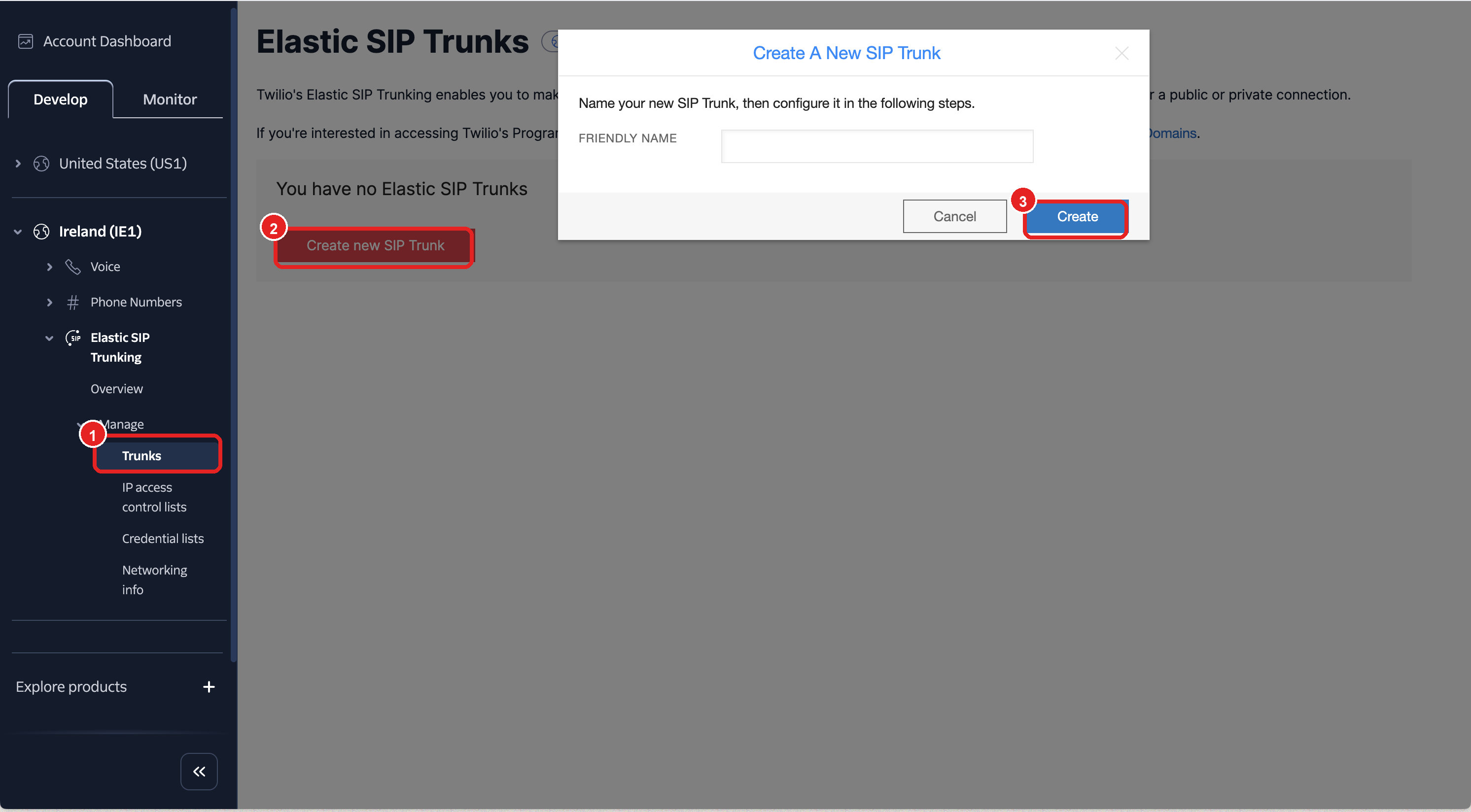 Twilio SIP-Trunk erstellen