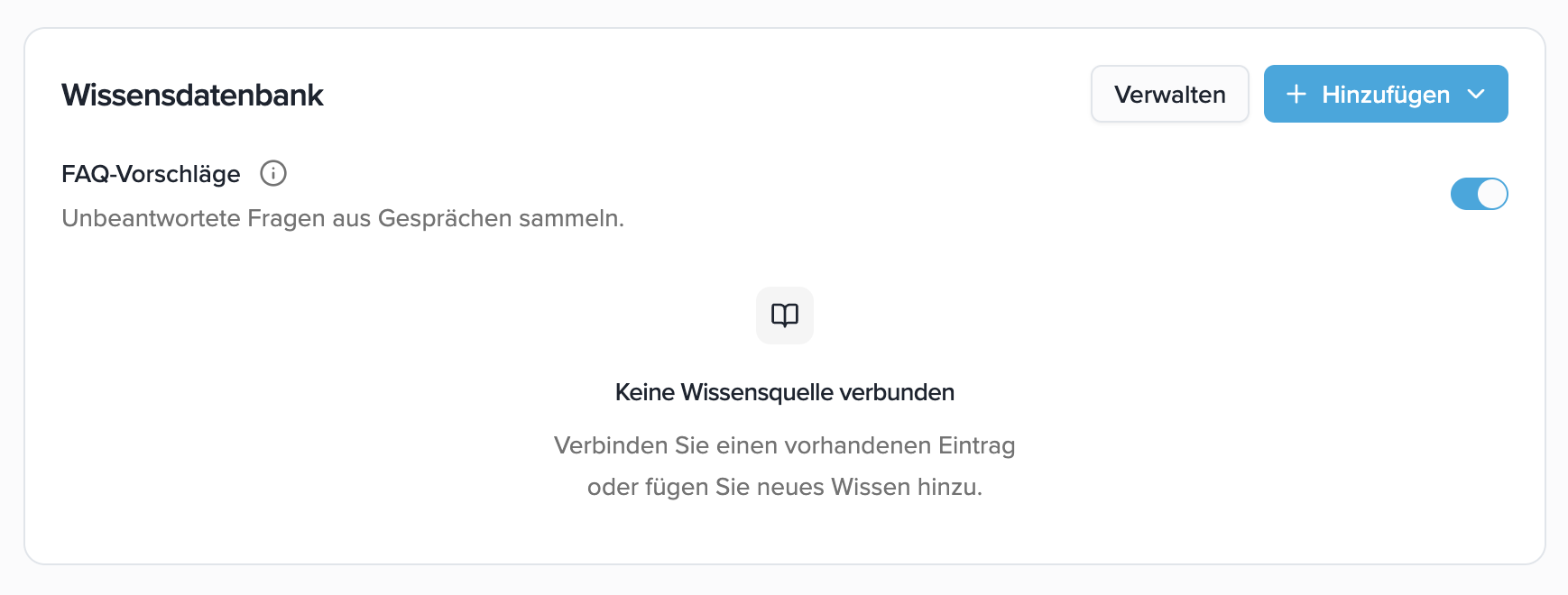 Enable FAQ suggestions directly in the Knowledge Base section.