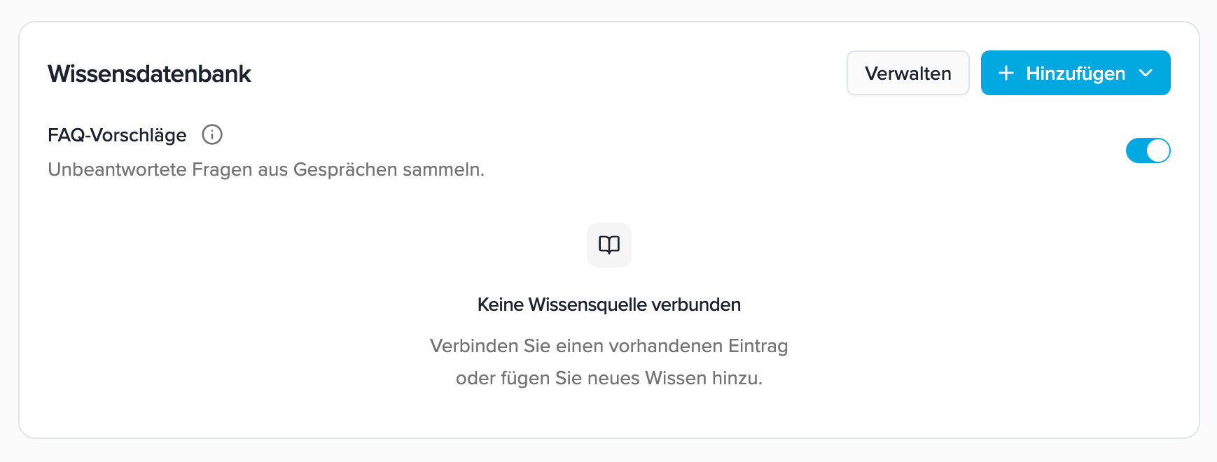 Enable FAQ suggestions directly in the Knowledge Base section.