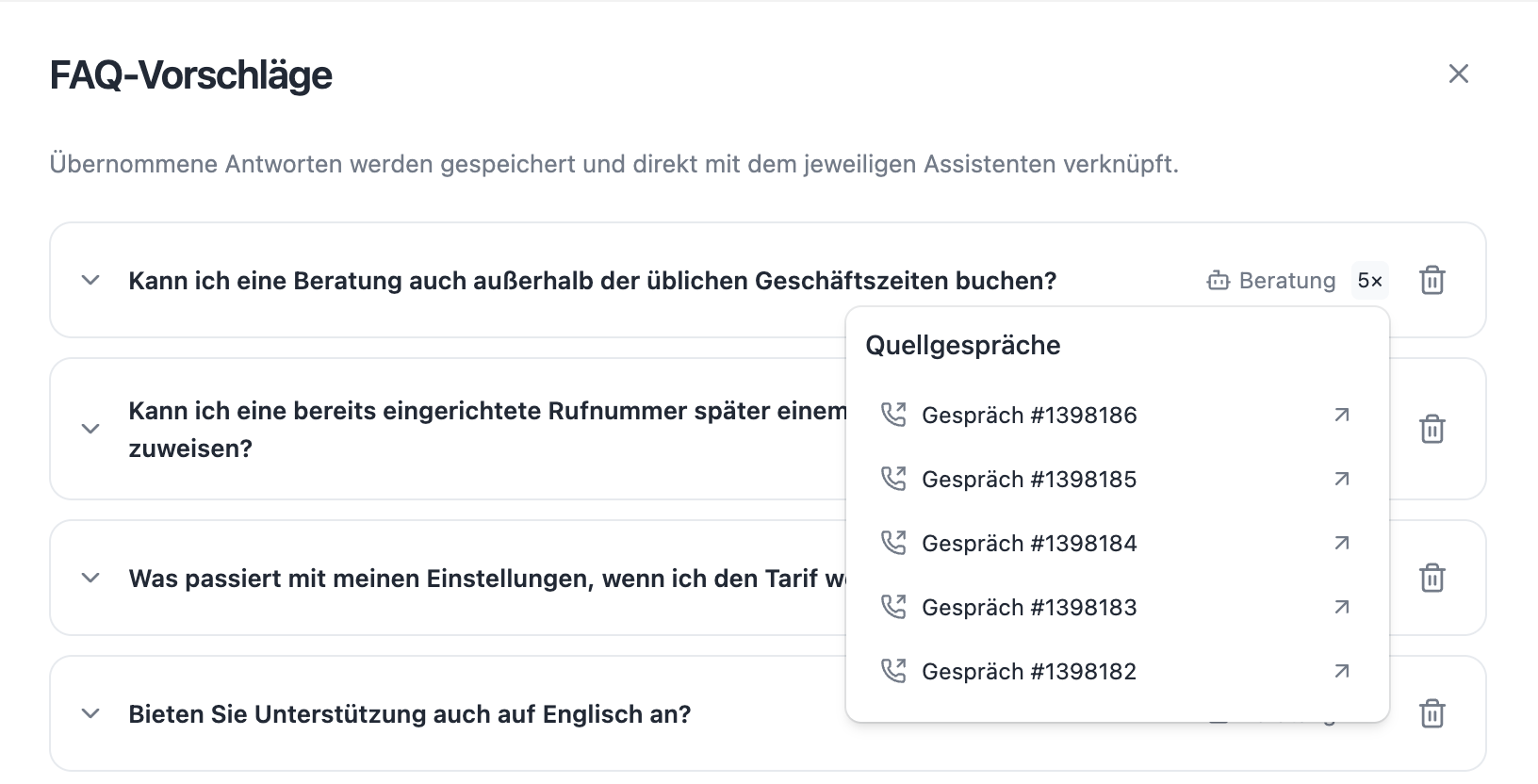 The counter opens the related source conversations.