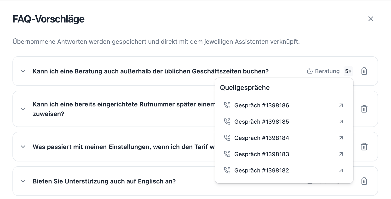 The counter opens the related source conversations.