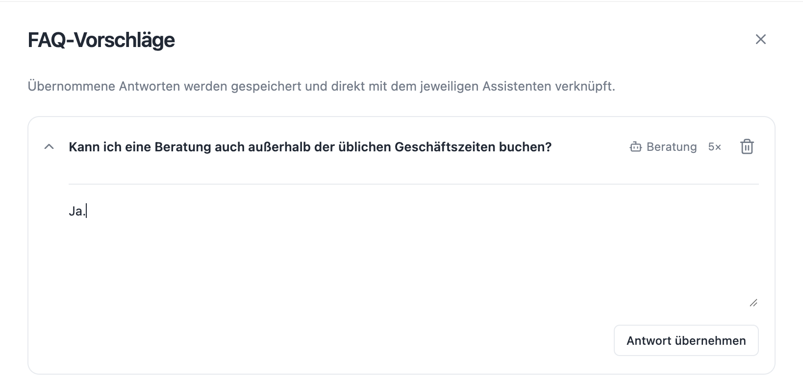 Enter an answer and confirm it individually with Use answer.