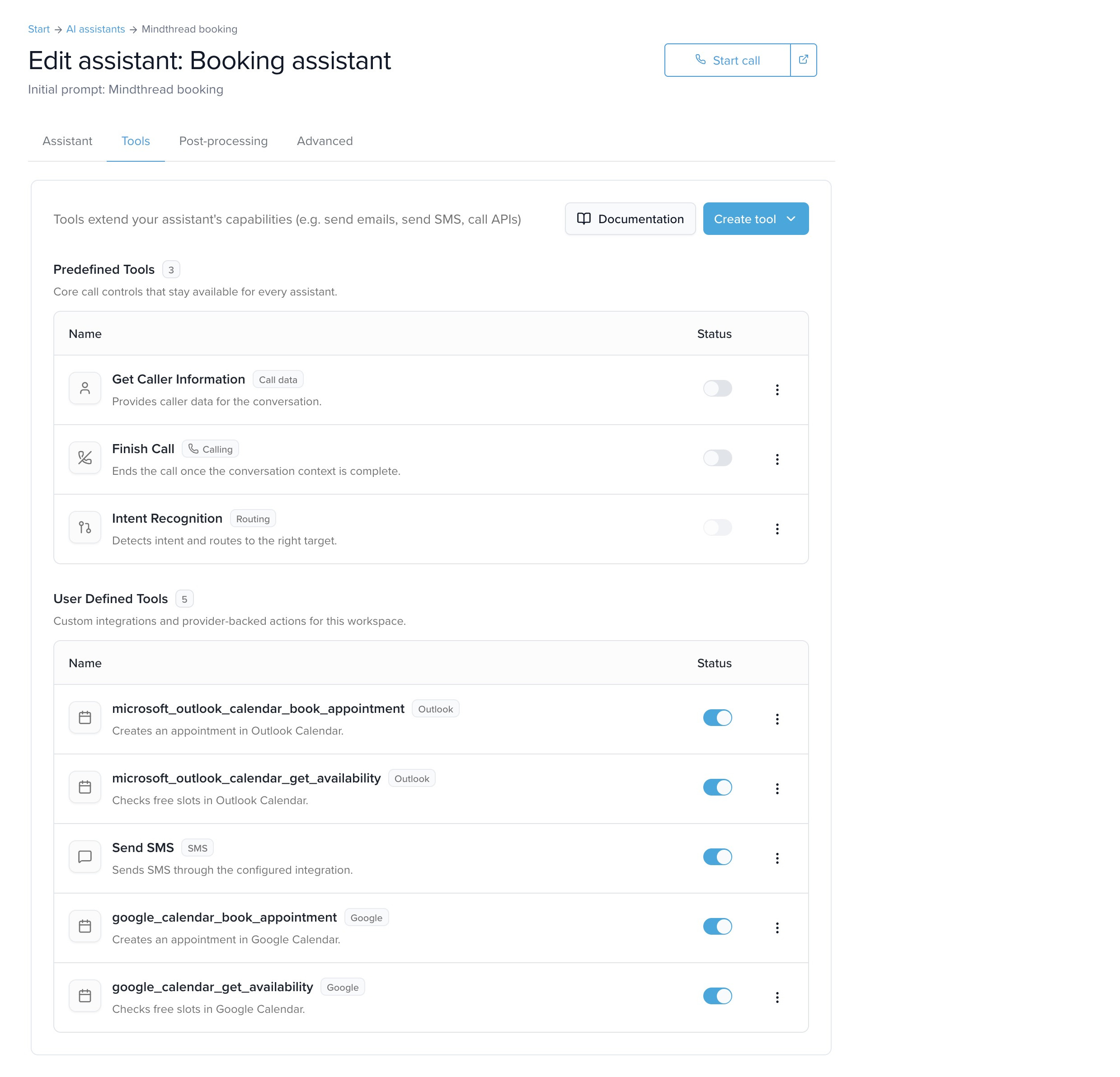 Outlook-Tools im Voice Agent aktivieren