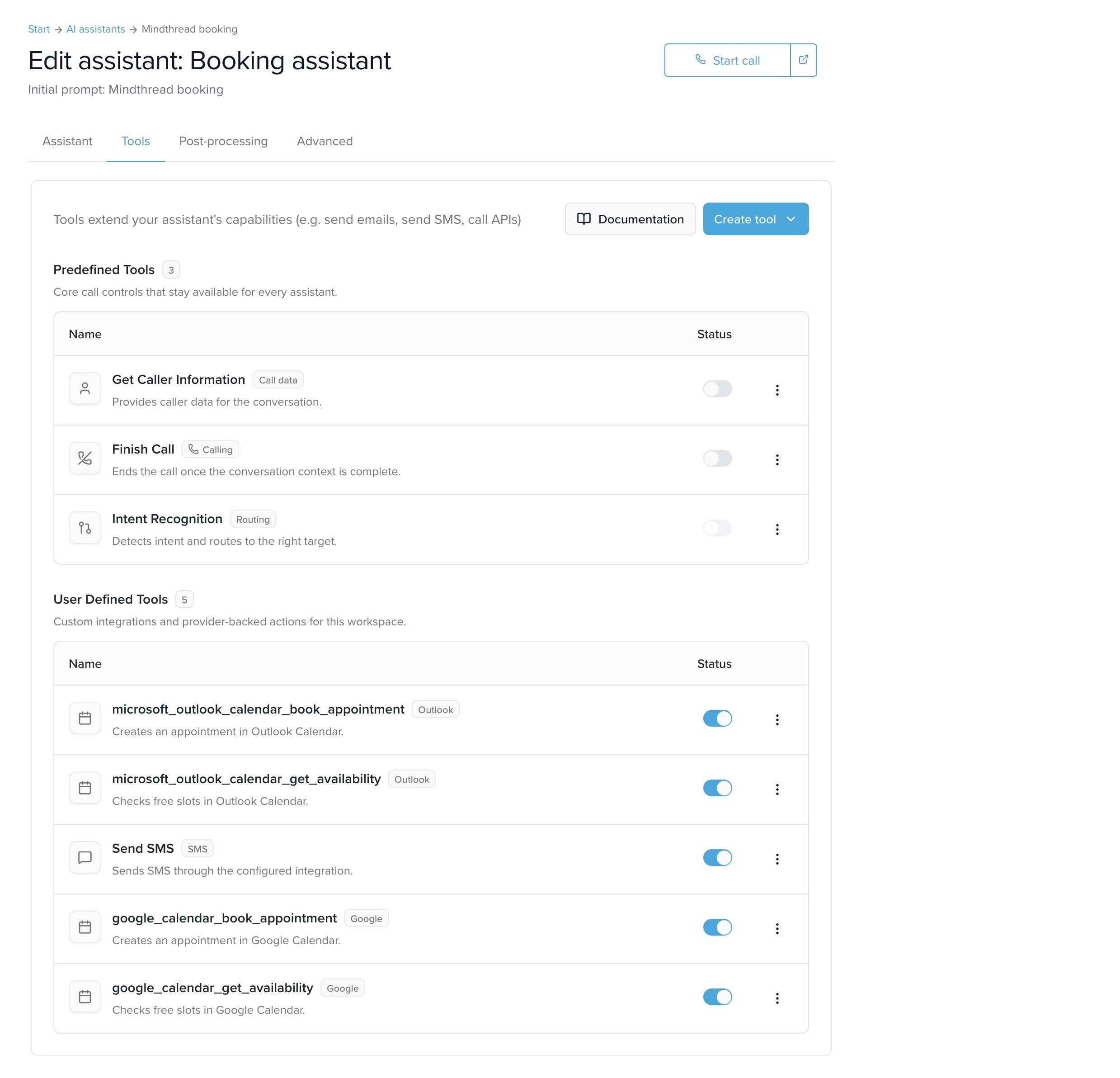 Outlook-Tools im Voice Agent aktivieren