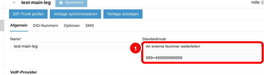 Eingehende Rufnummer über den internen Präfix weiterleiten