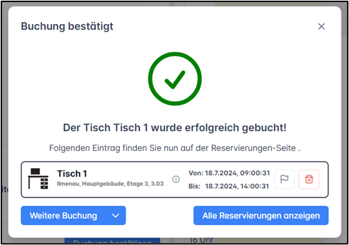 Buchung erfolgreich