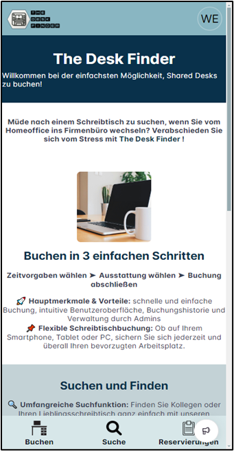 Menü-Schaltflächen am unteren Ende