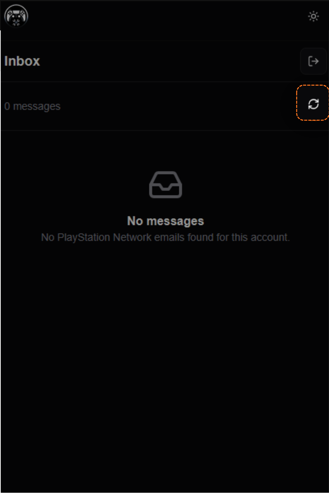 PSNTools inbox, click the refresh button