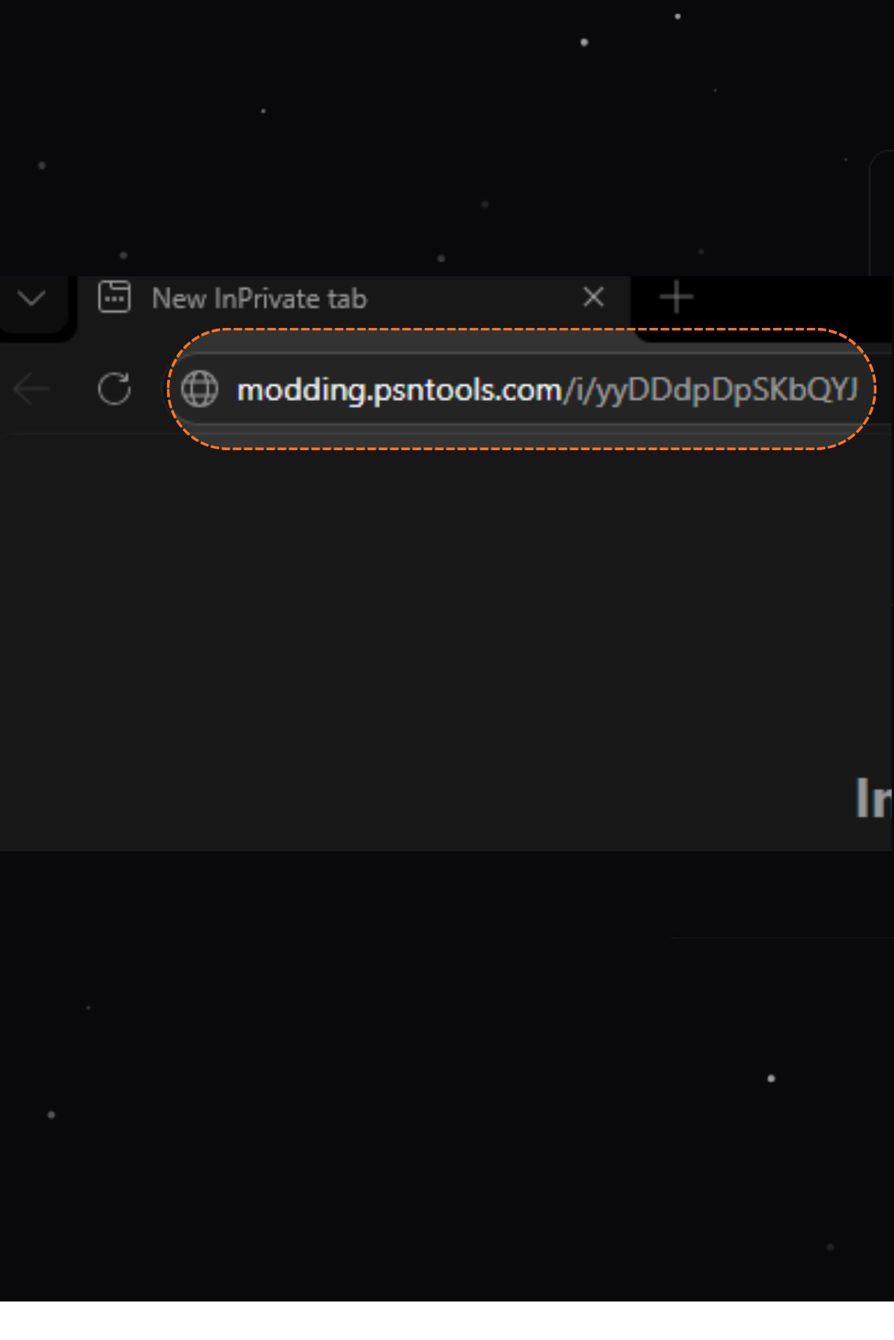 Email access link pasted into a private tab