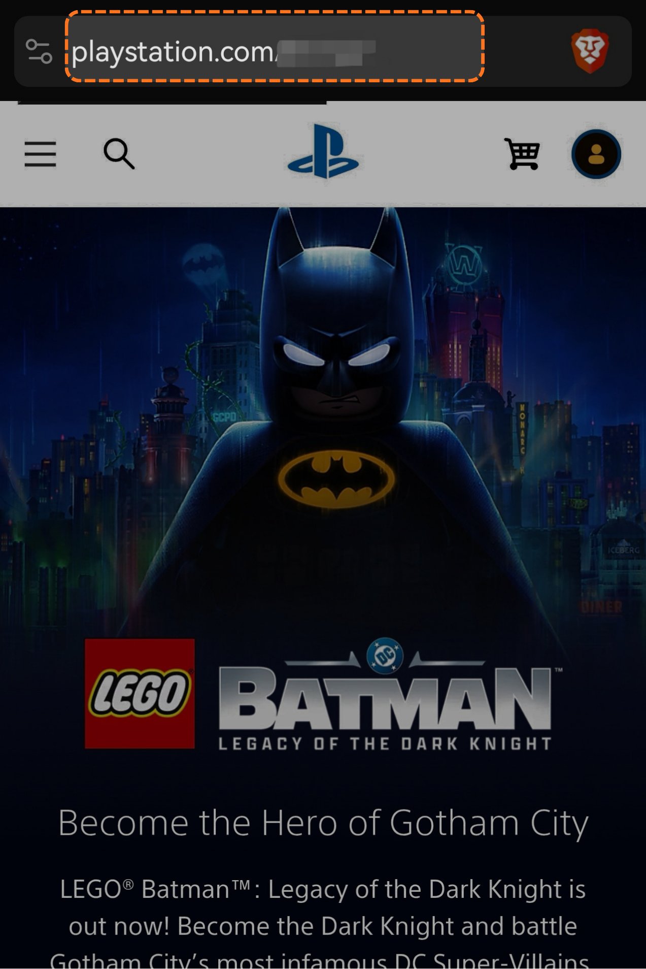 PlayStation.com in the address bar