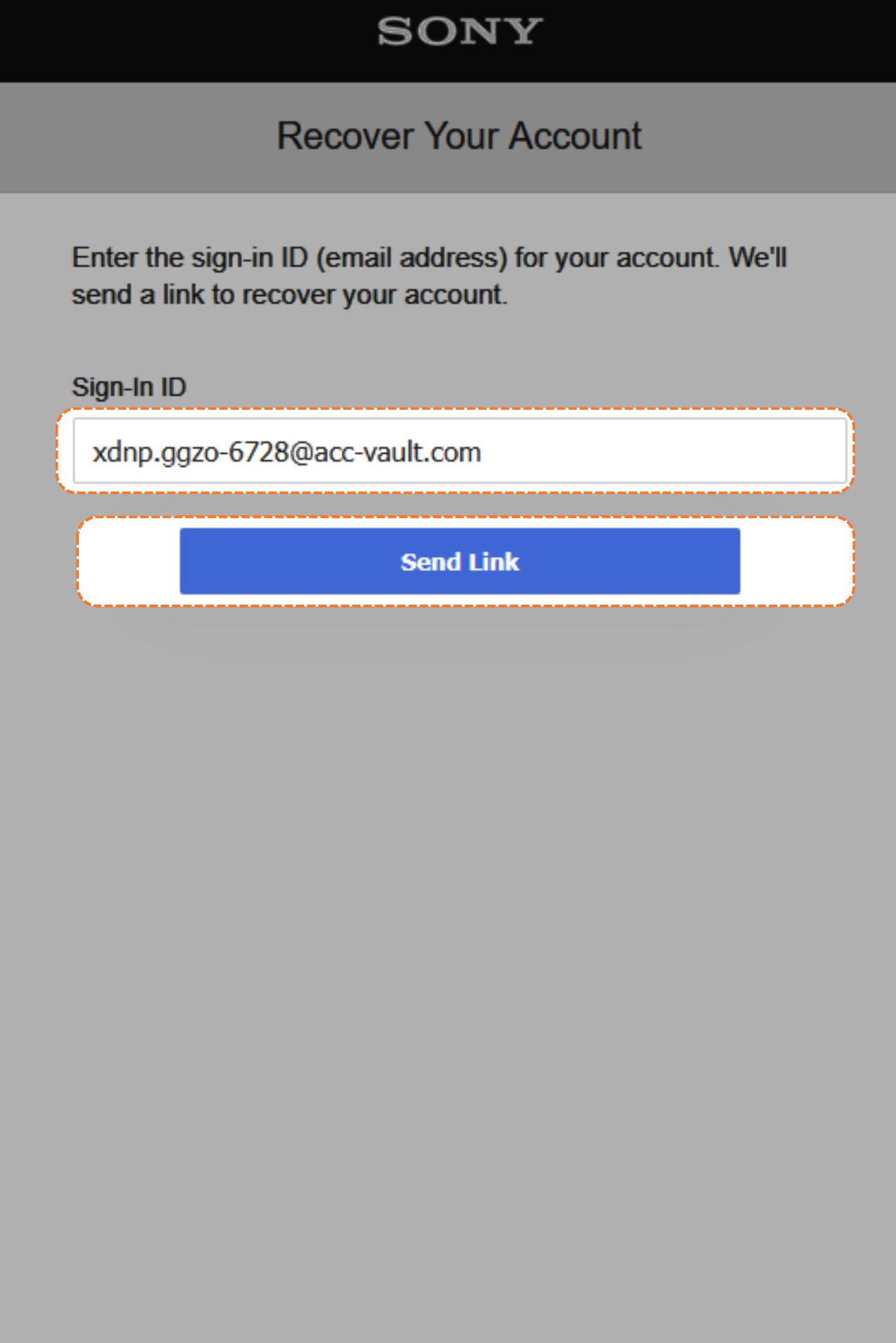 Recover your account, enter the sign-in ID and click Send Link