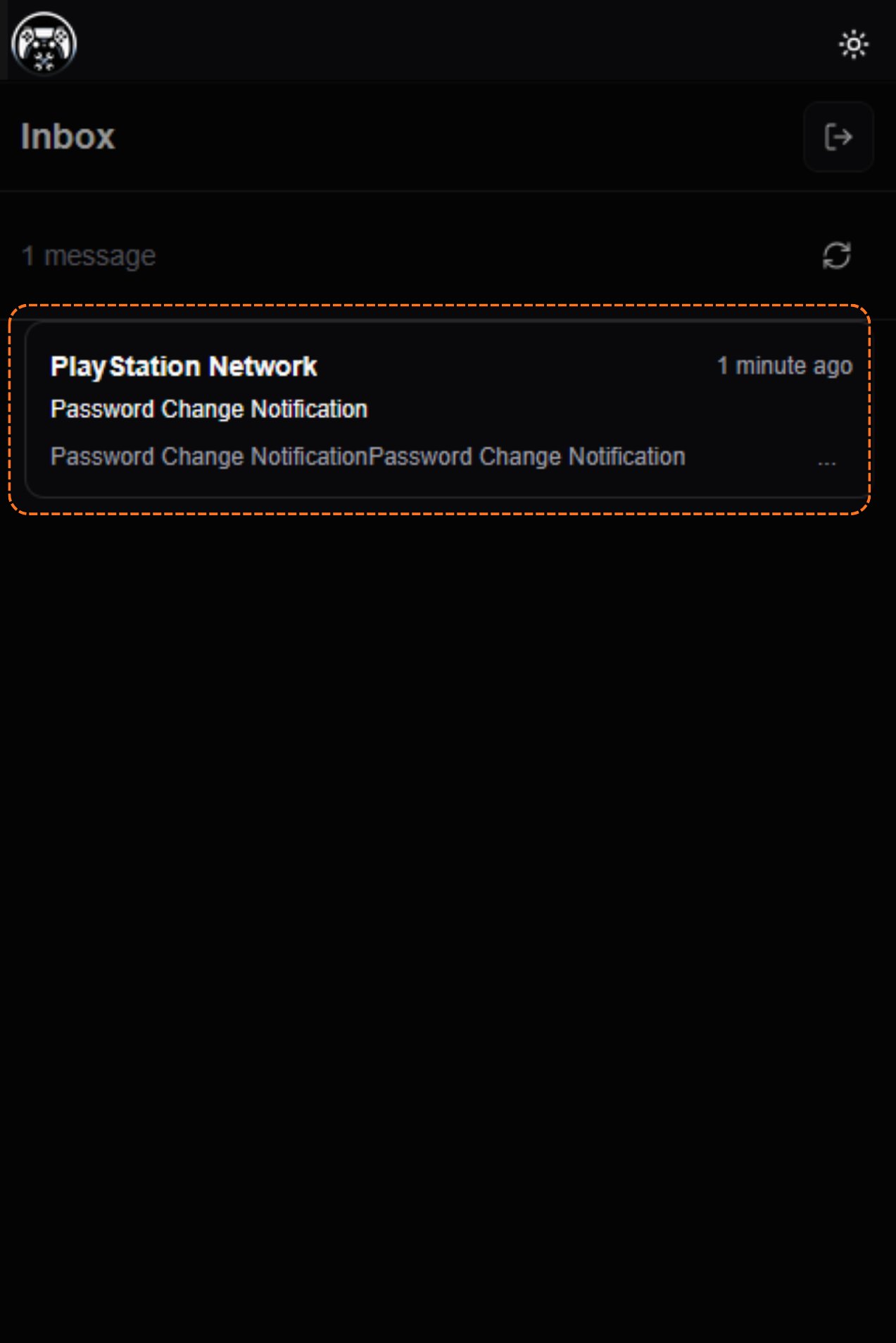 PlayStation Network password change email in the inbox