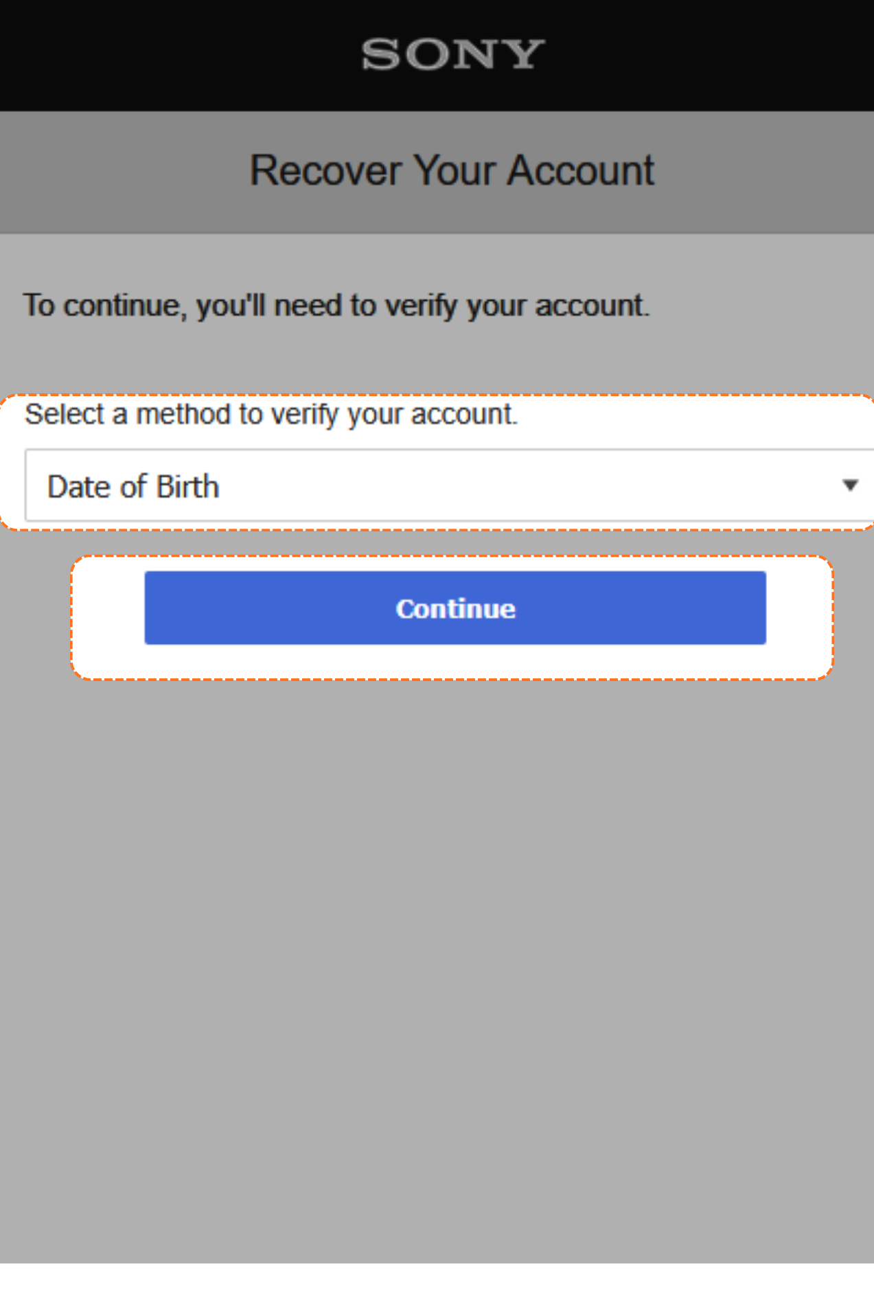 Recover your account, choose a verification method