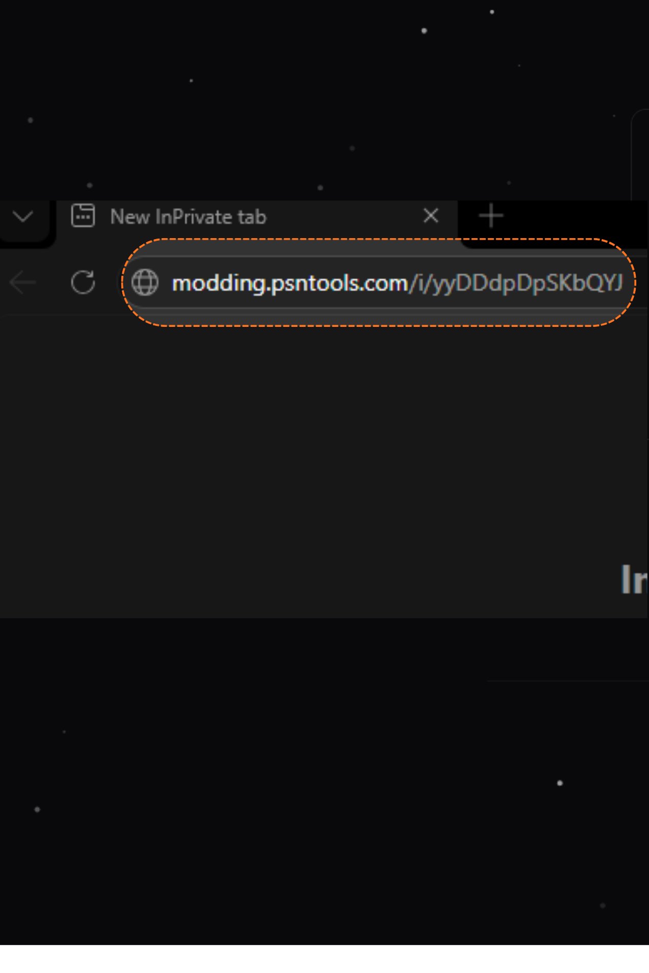 Email access link pasted into a private tab