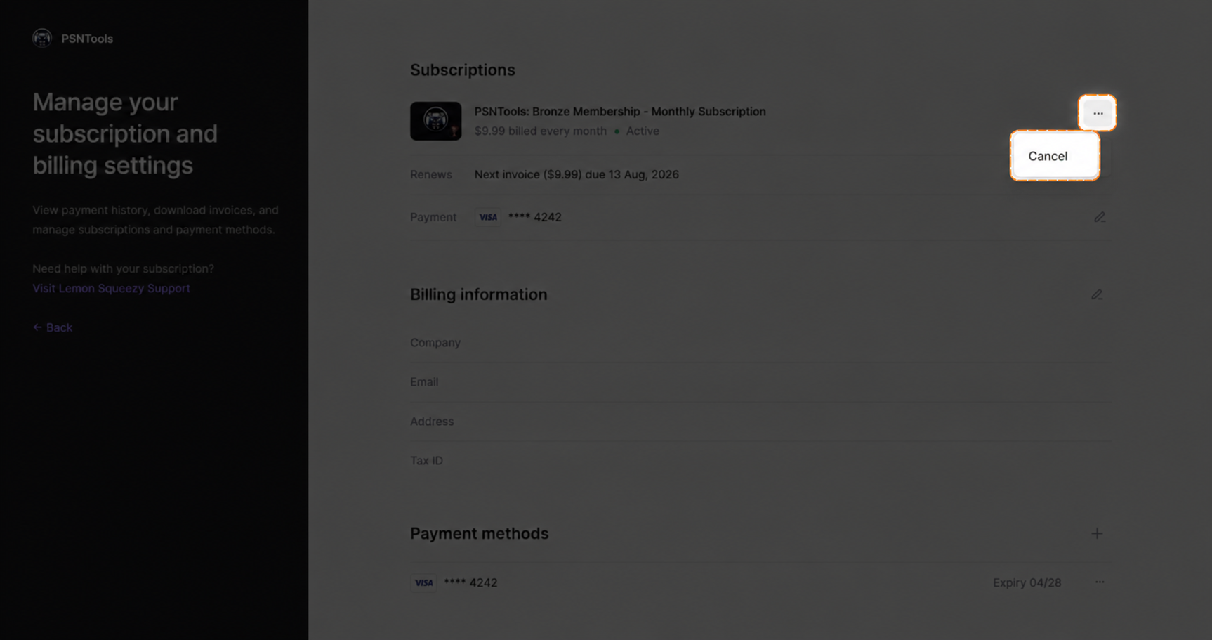 Cancel subscription
