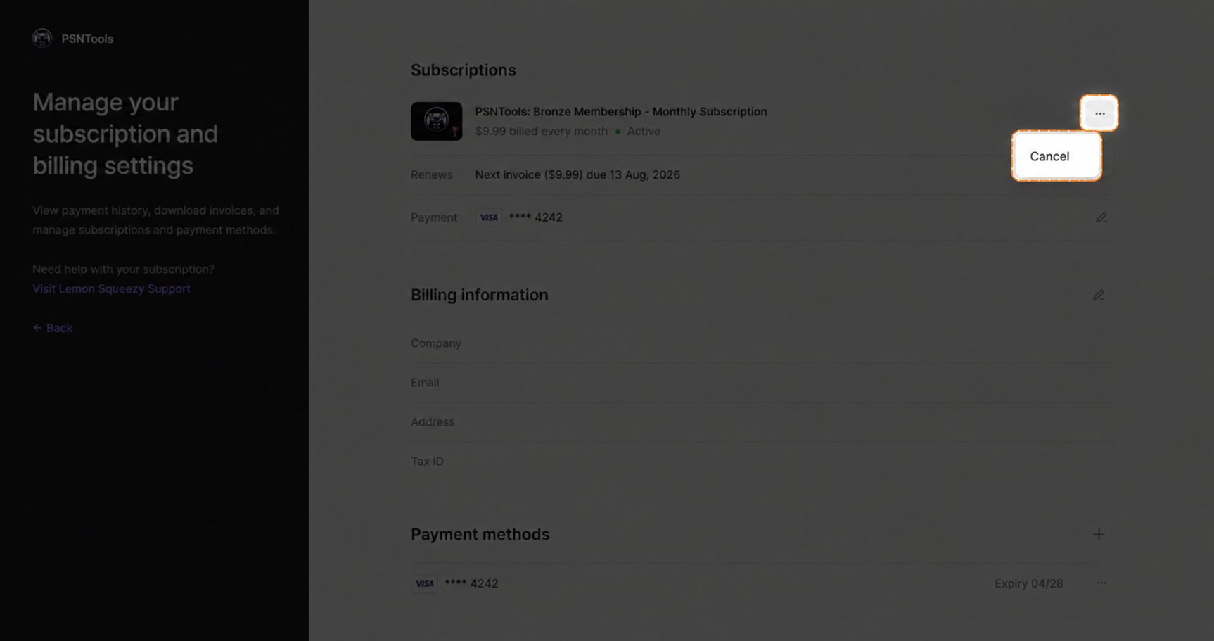 Cancel subscription