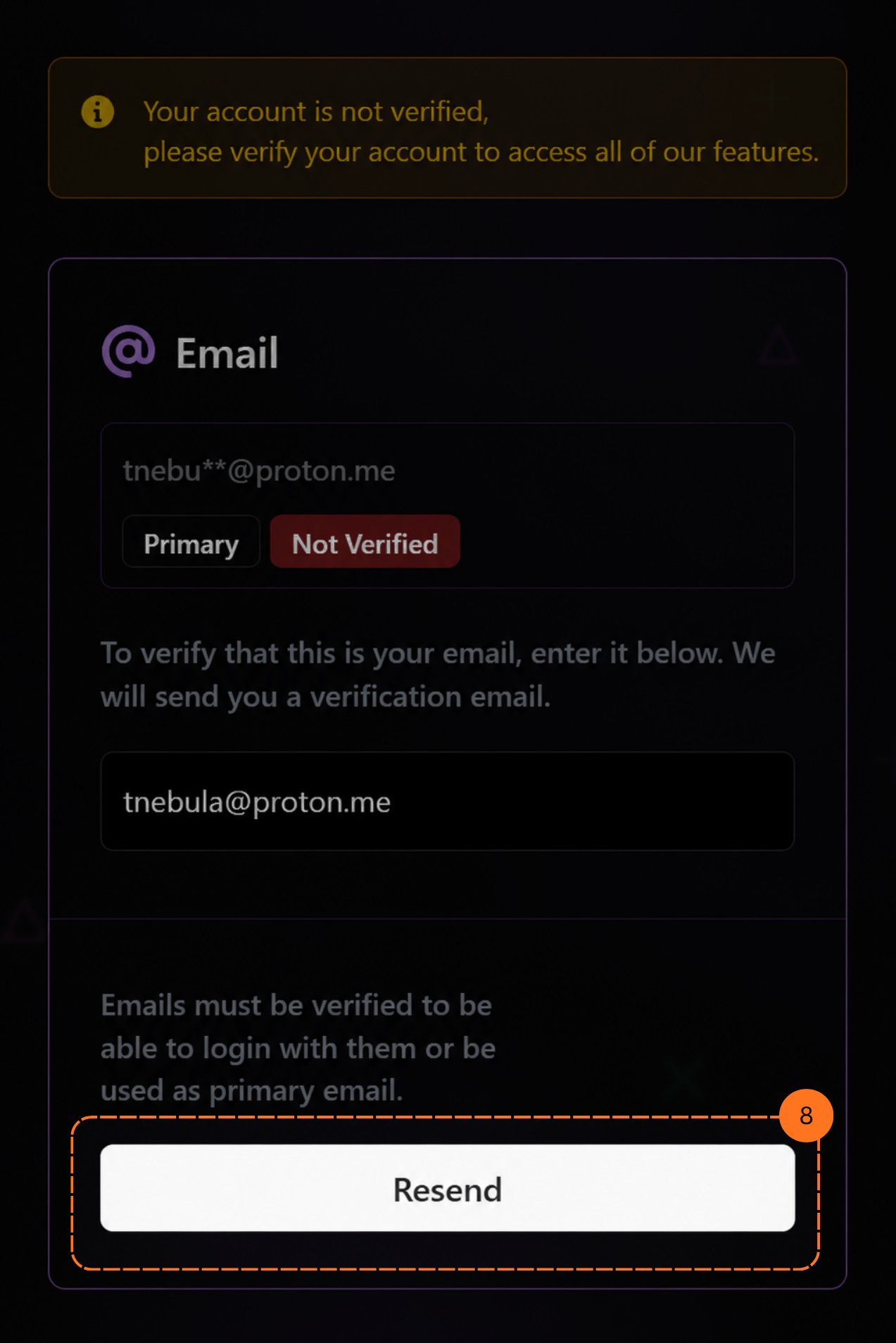 PSNTools email verification, click Resend