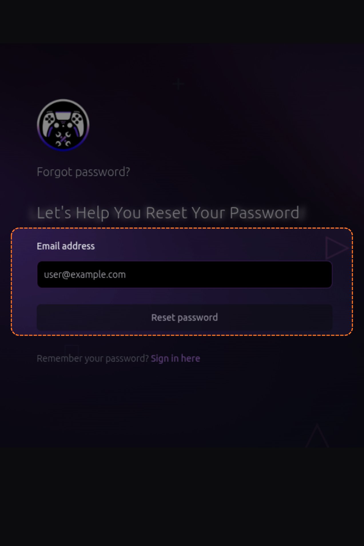 PSNTools forgot password, email input field
