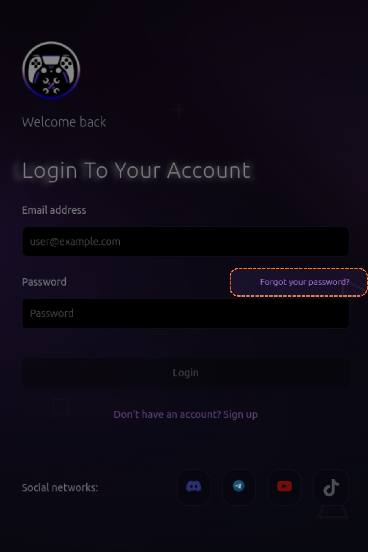 PSNTools login page with forgot password link highlighted