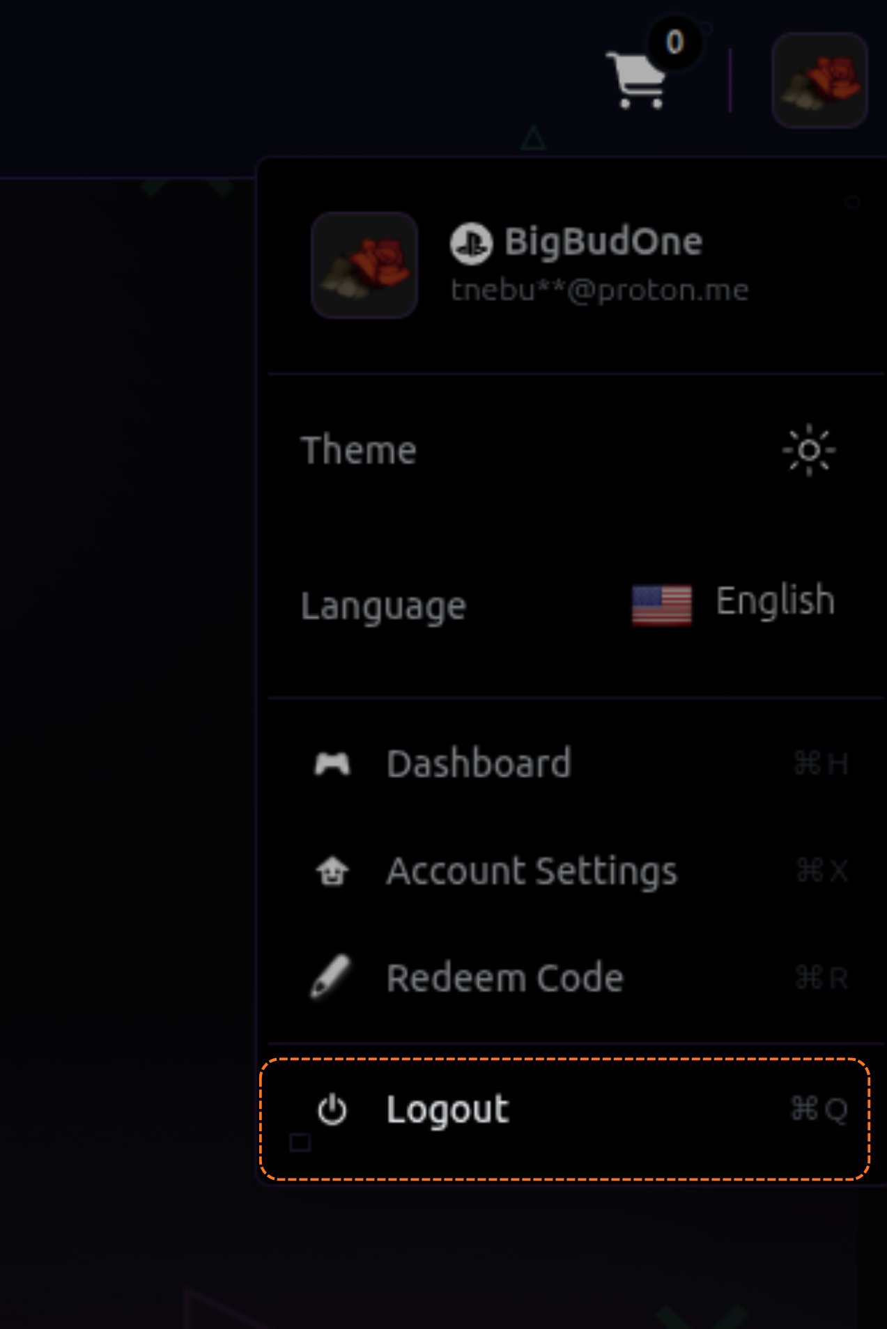 PSNTools, click avatar and log out
