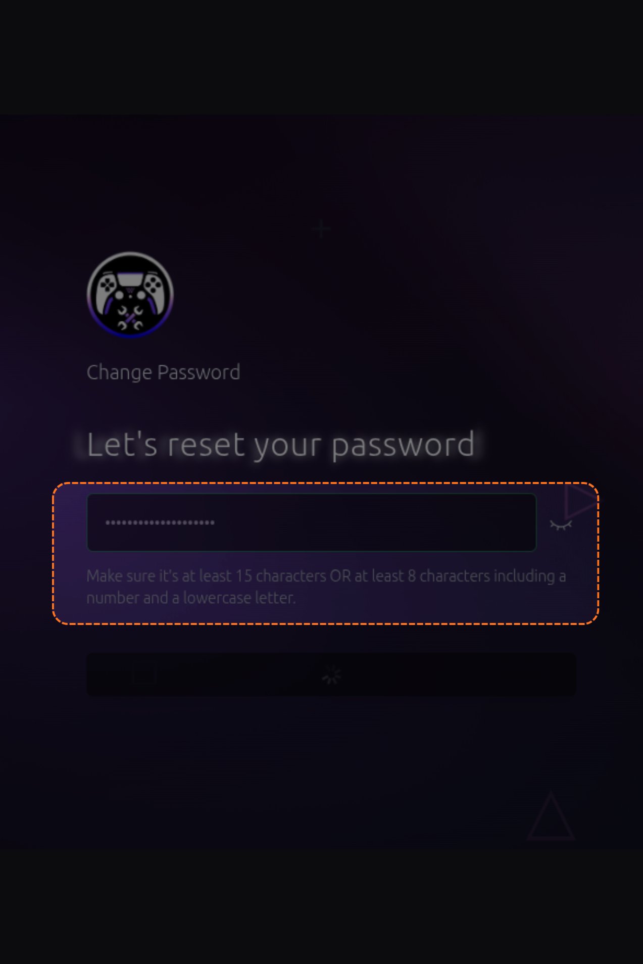 Set new password page