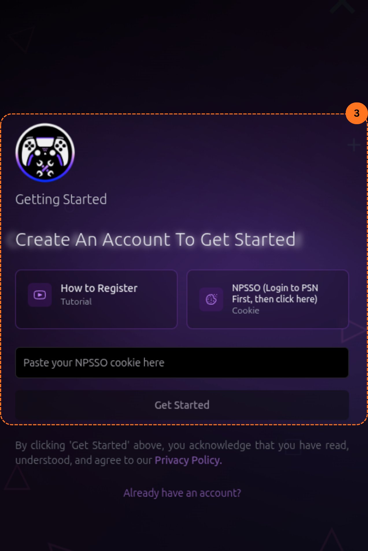 PSNTools sign-up page
