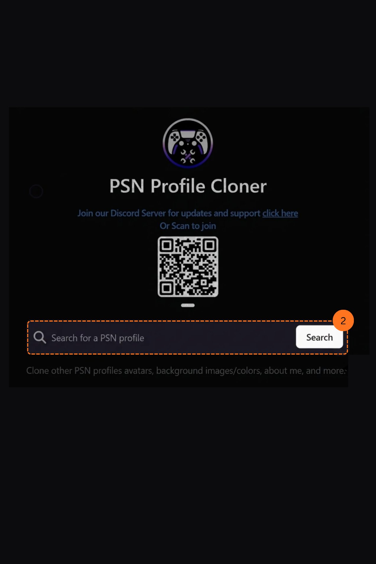 PSN Profile Cloner search bar