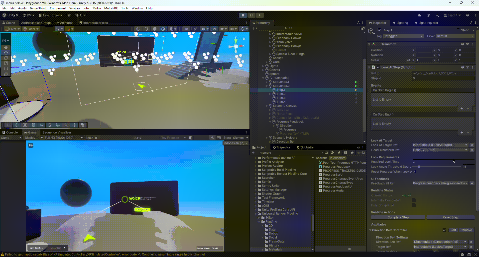 Complete gaze inspection with progress feedback animation