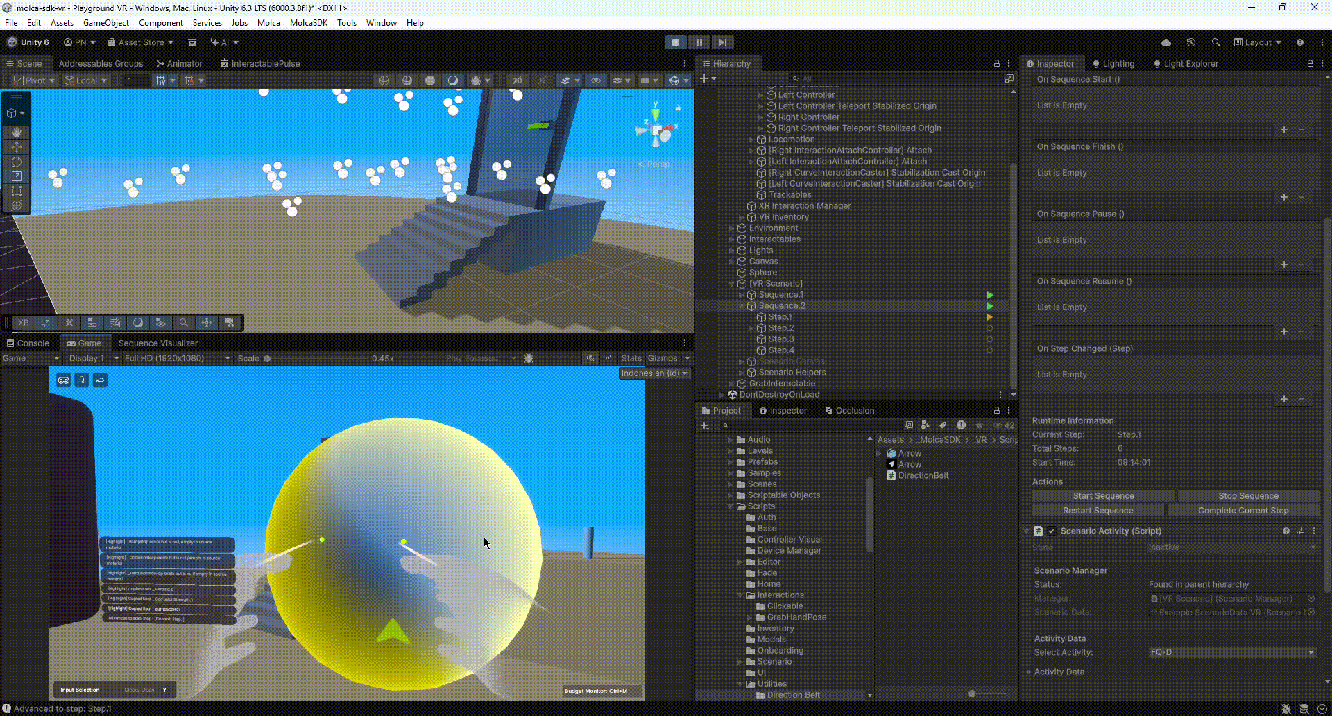 Complete grab interaction with visual feedback animation