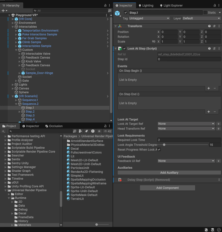 LookAtStep component with all fields configured