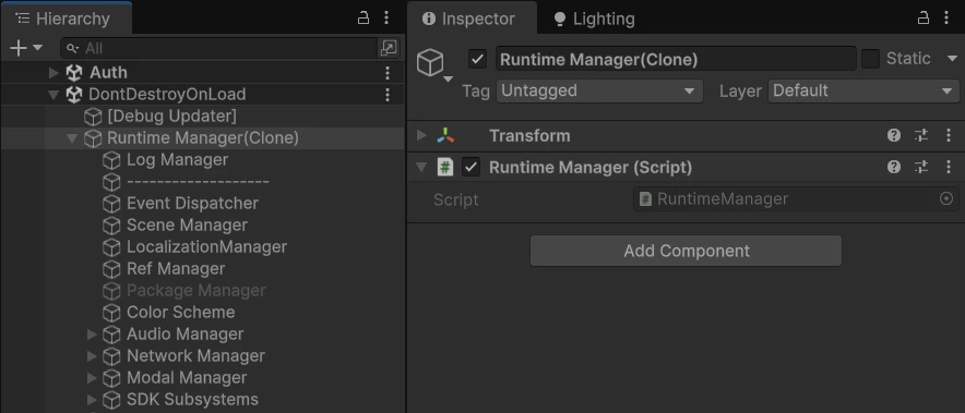 Runtime Manager Prefab