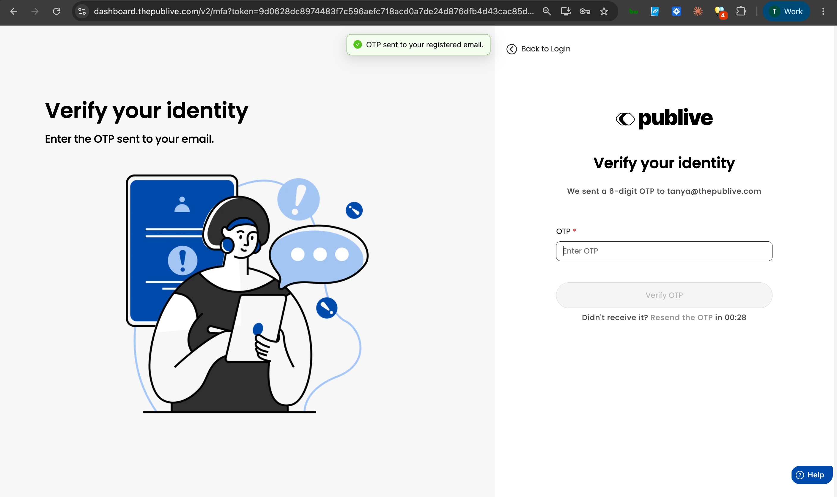 MFA Email OTP Screen