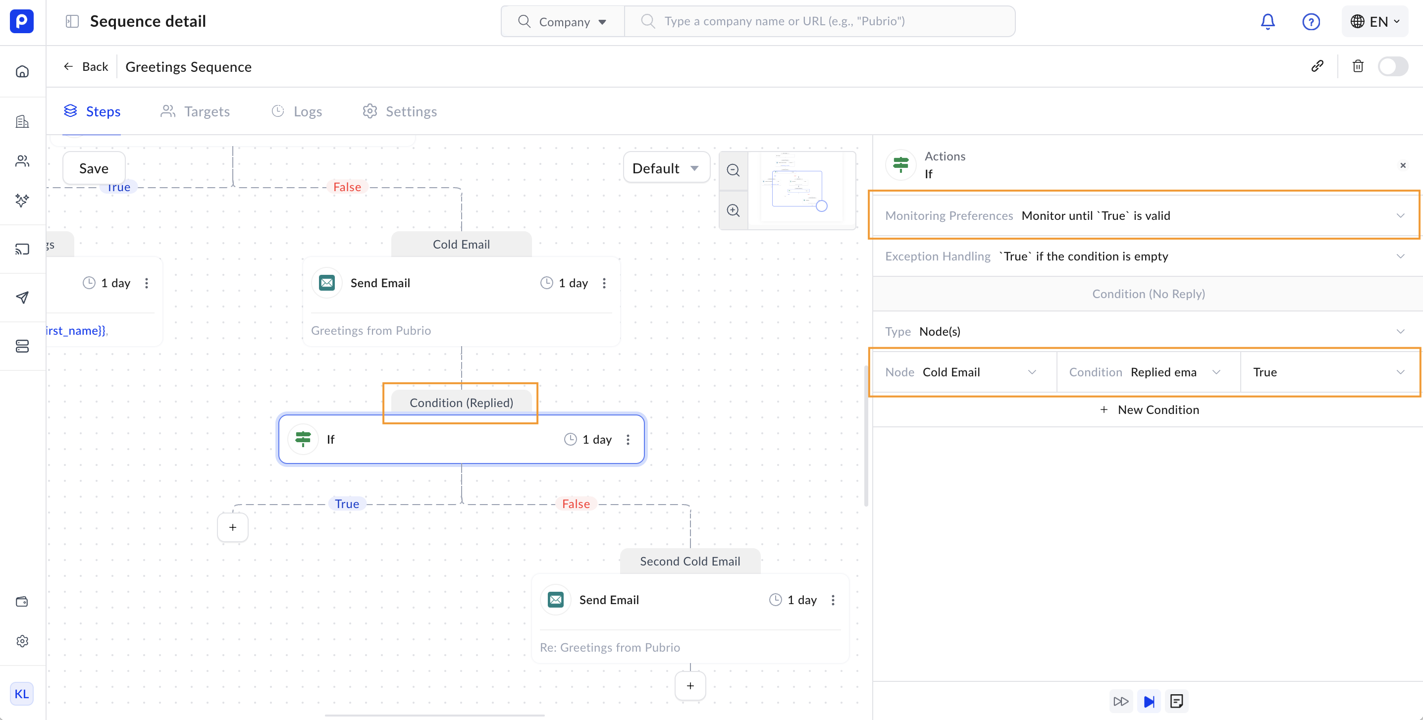 Sequence Condition Email Reply