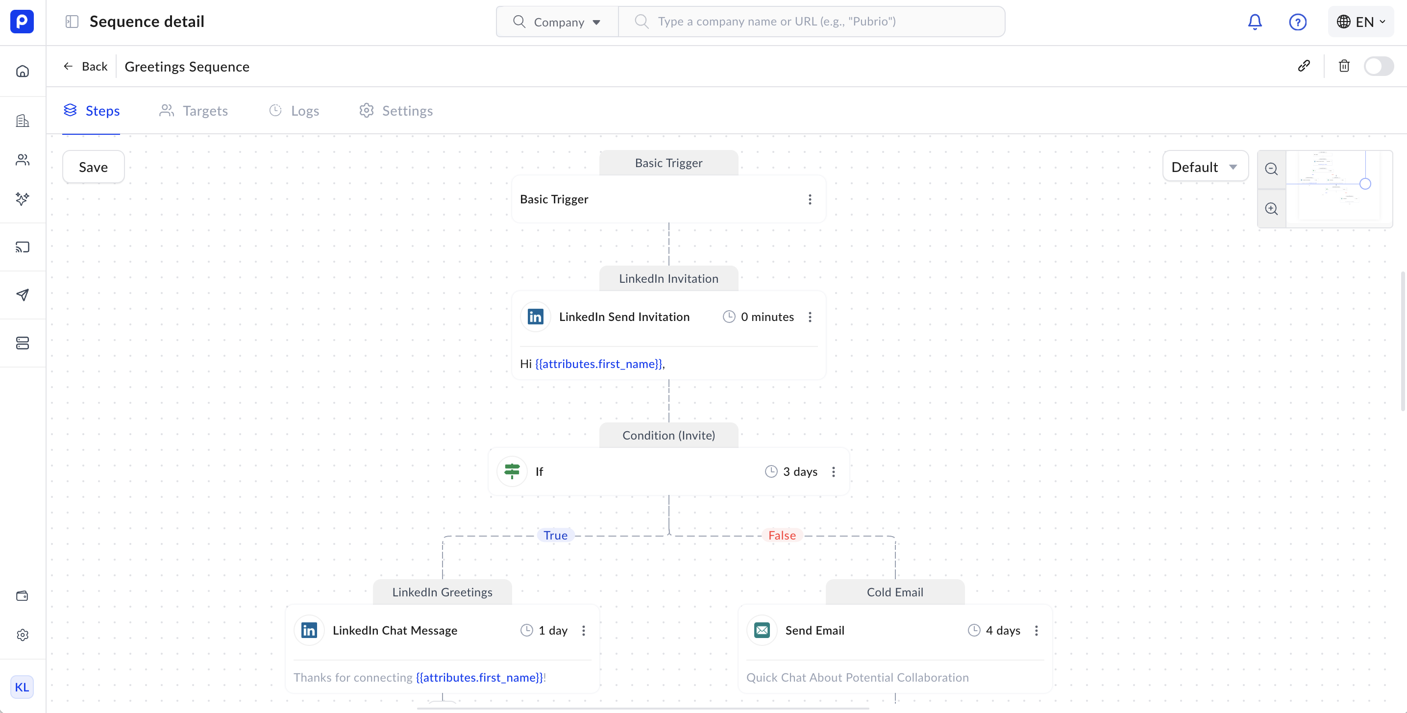 ワークフローステップ例