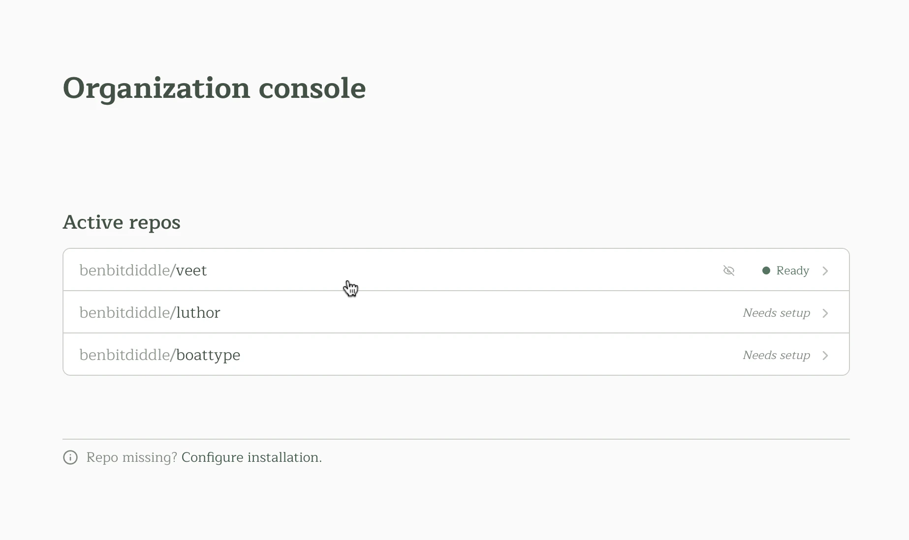 Select a repository to configure
